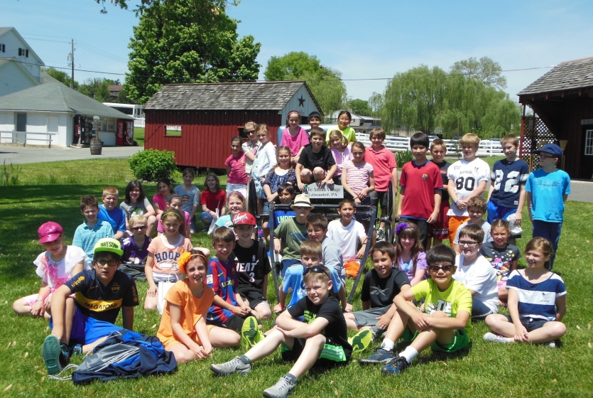 Group of school kids in an Amish buggy Group of school kids in an Amish buggy