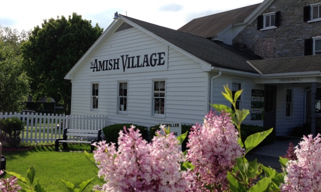 Amish house with flowers Amish house with flowers