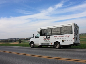 Amish Village Bus on the road Amish Village Bus on the road