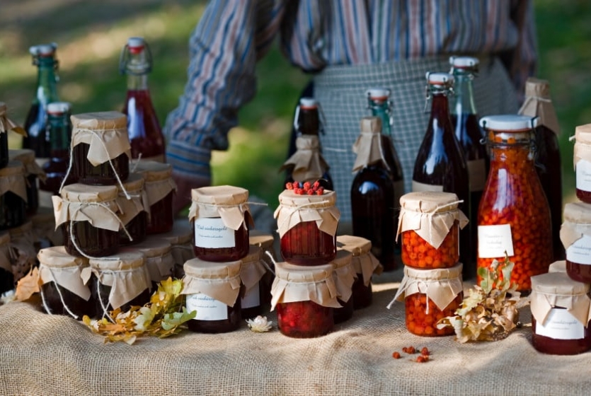 Canned goods on a table Canned goods on a table