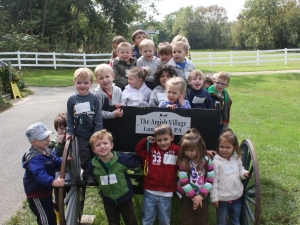 Group of students on a wagon Group of students on a wagon