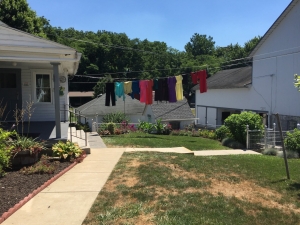 Clothes hanging on an Amish Clothesline Clothes hanging on an Amish Clothesline